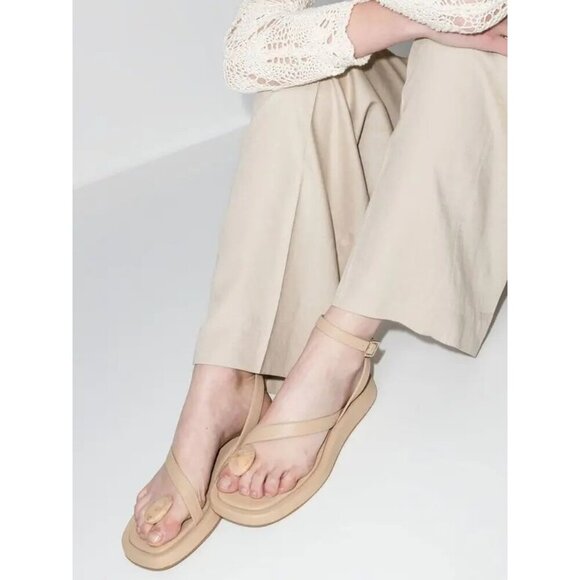 GIA BORGHINI x RHW Plexi Gem Stone Toe Sandals in Taupe 40.5 Womens Wrap Leather - Picture 6 of 15
